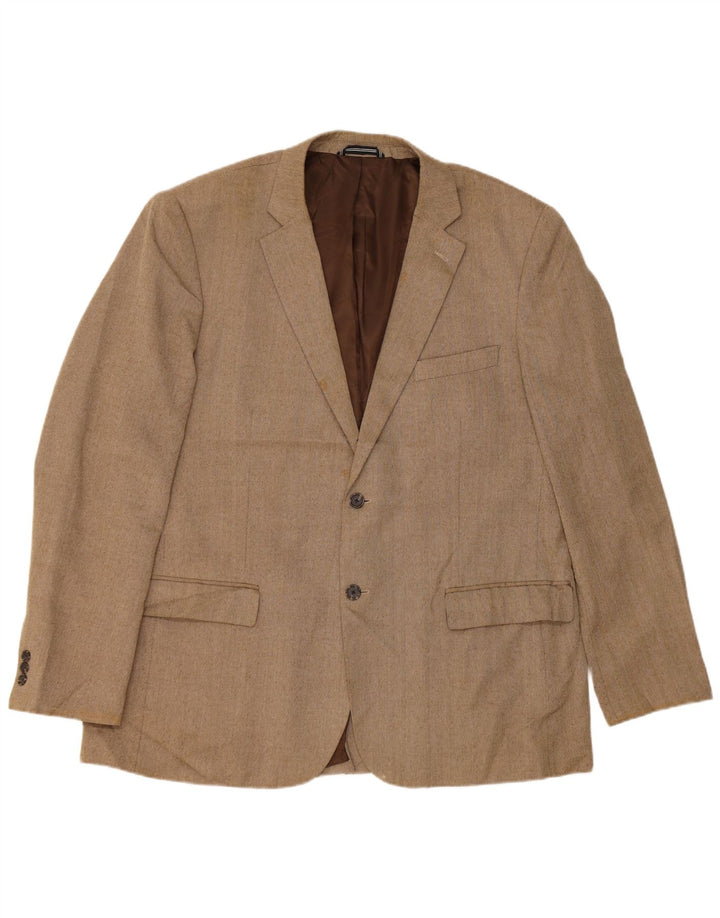 Giacca blazer a 2 bottoni da uomo Nautica UK 48 4XL Poliestere beige a spina di pesce