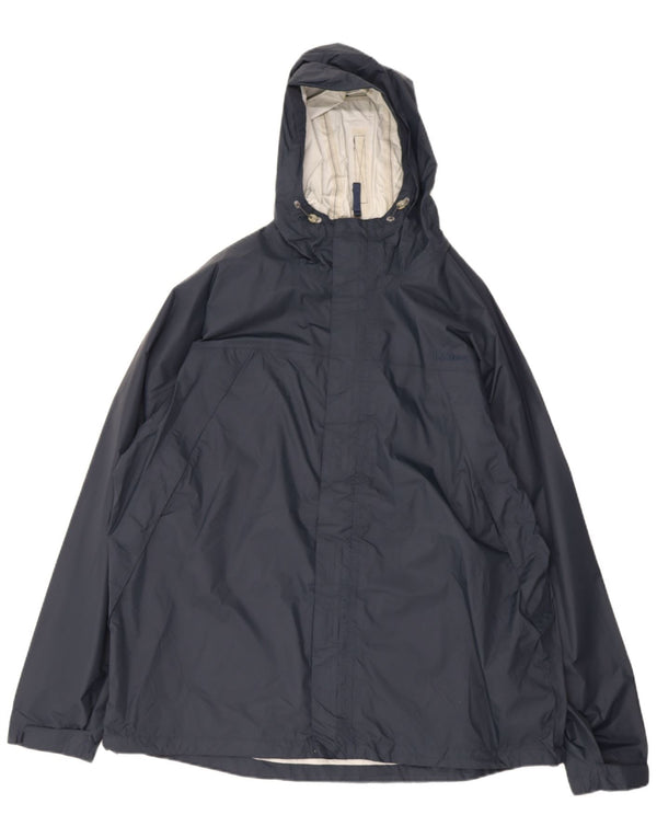 Giacca antipioggia da uomo con cappuccio L.L.Bean UK 42 XL Nylon blu navy