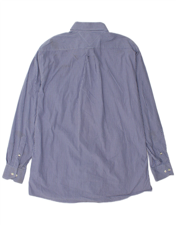 Camicia alta da uomo Tommy Hilfiger taglia 17 XL cotone a quadretti blu