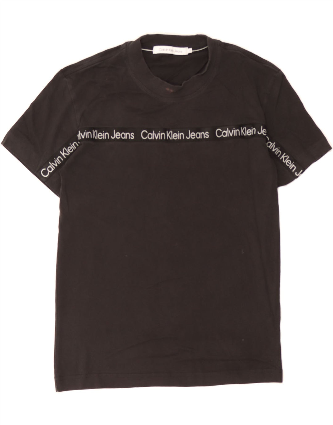 CALVIN KLEIN JEANS Mens Graphic T-Shirt Top Medium Black Cotton Vintage Calvin Klein Jeans and Second-Hand Calvin Klein Jeans from Messina Hembry 
