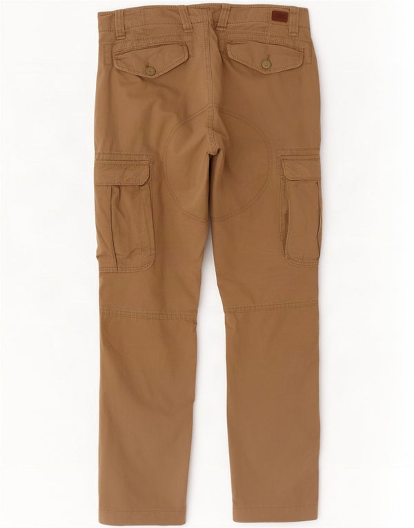 Tommy Hilfiger Mens Straight Cargo Trousers W32 L32 Beige Cotton