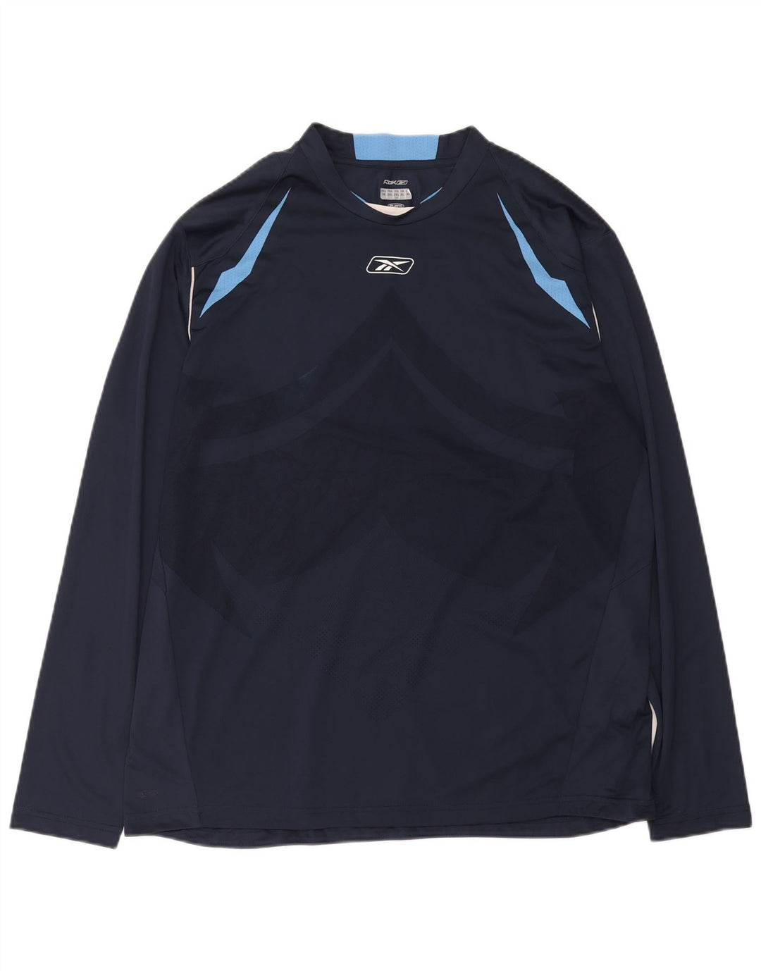 Top Reebok da uomo a maniche lunghe XL blu navy in poliestere color block