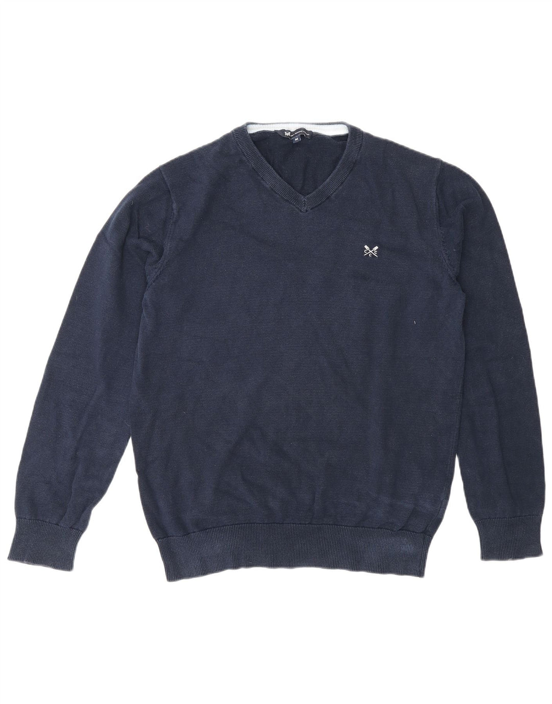Crew Clothing Maglione da uomo con scollo a V in cotone medio blu navy