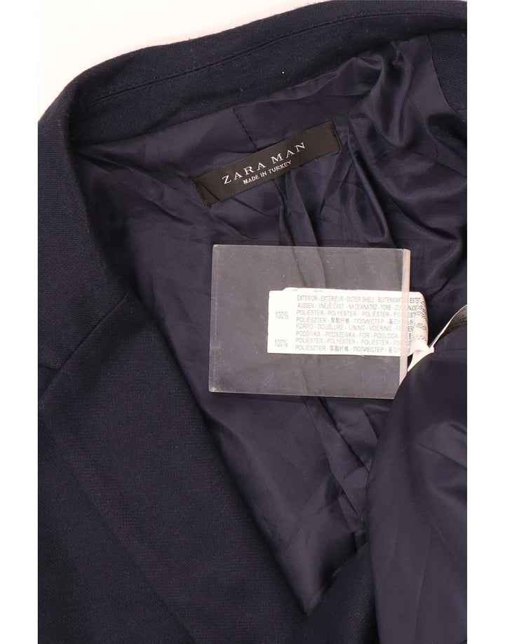 Giacca blazer da uomo a 2 bottoni Zara UK 38 poliestere blu navy medio