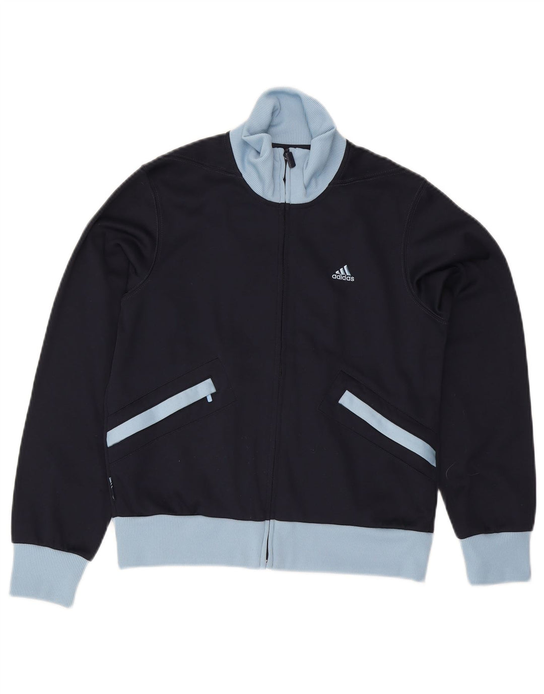 Giacca da tuta da donna Adidas UK 12 Medium Blu Navy Colourblock