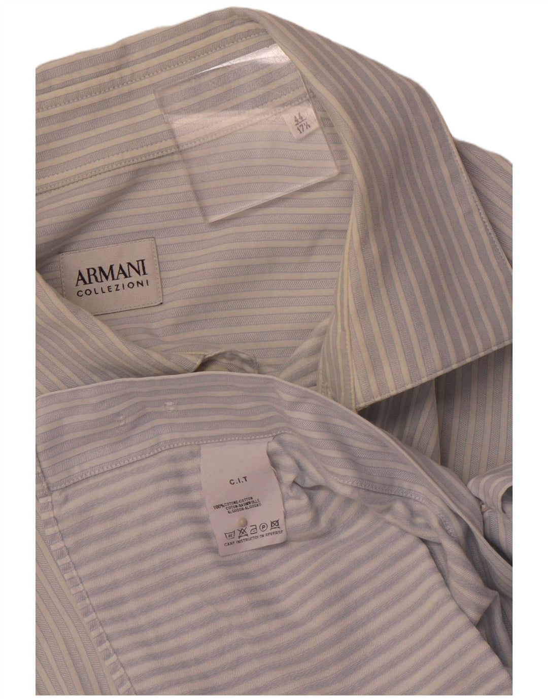 ARMANI COLLEZIONI Camicia da uomo Taglia 44 17 1/2 XL Cotone a righe blu