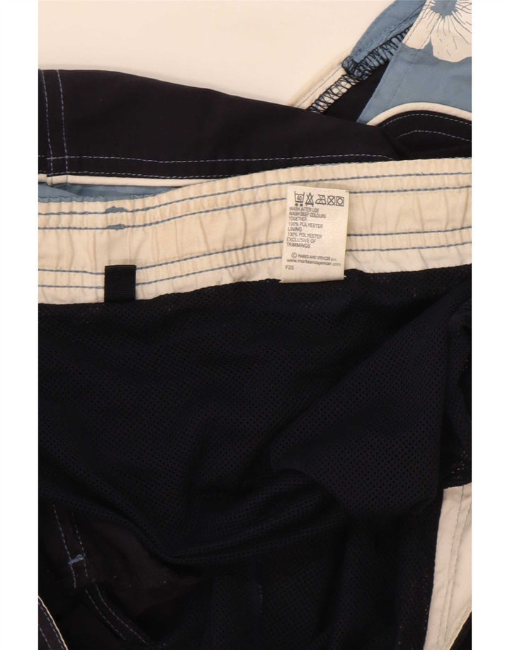 Pantaloncini da bagno da uomo Marks & Spencer medio poliestere floreale blu navy