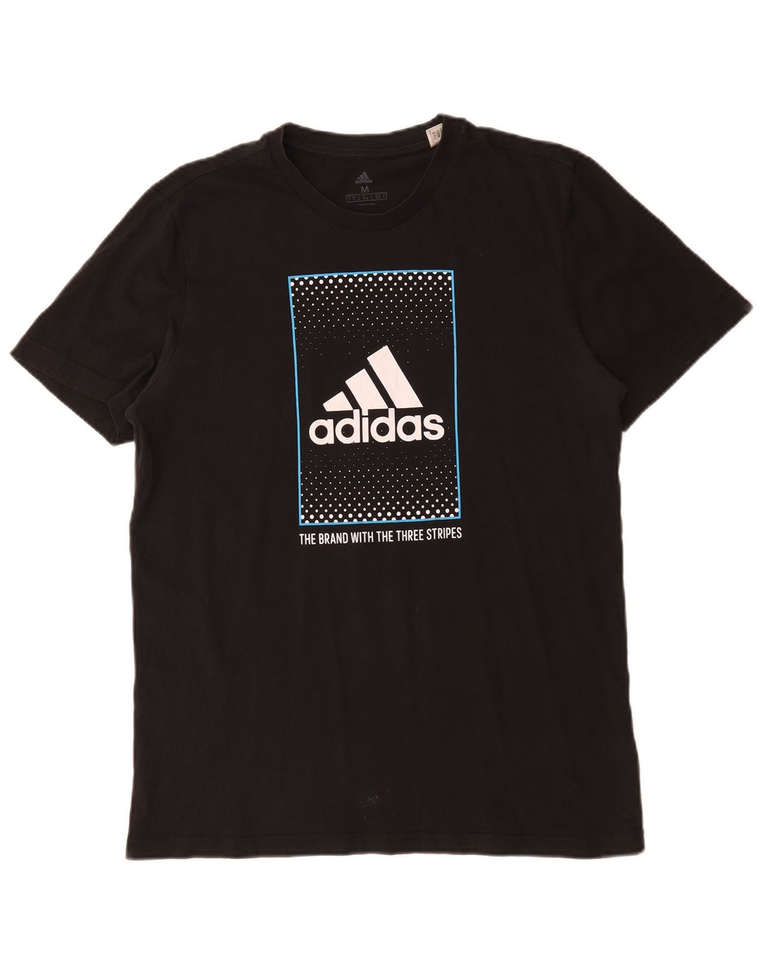 T-shirt grafica Adidas da uomo con tre strisce, cotone medio nero