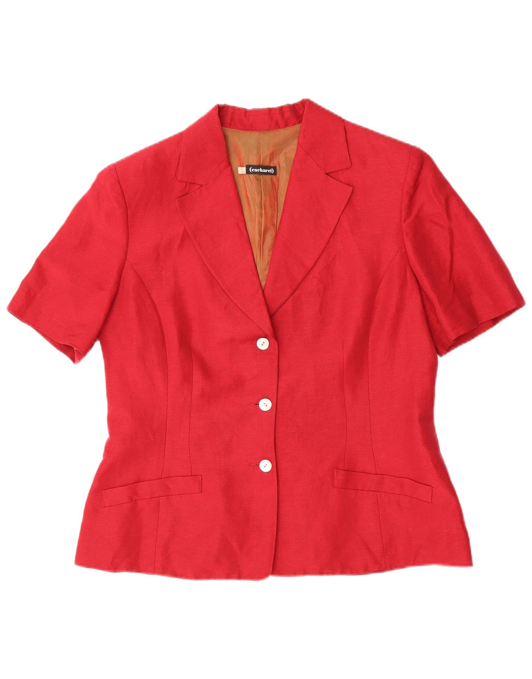 Giacca blazer da donna a 3 bottoni a maniche corte Cacharel IT 44 rosso medio