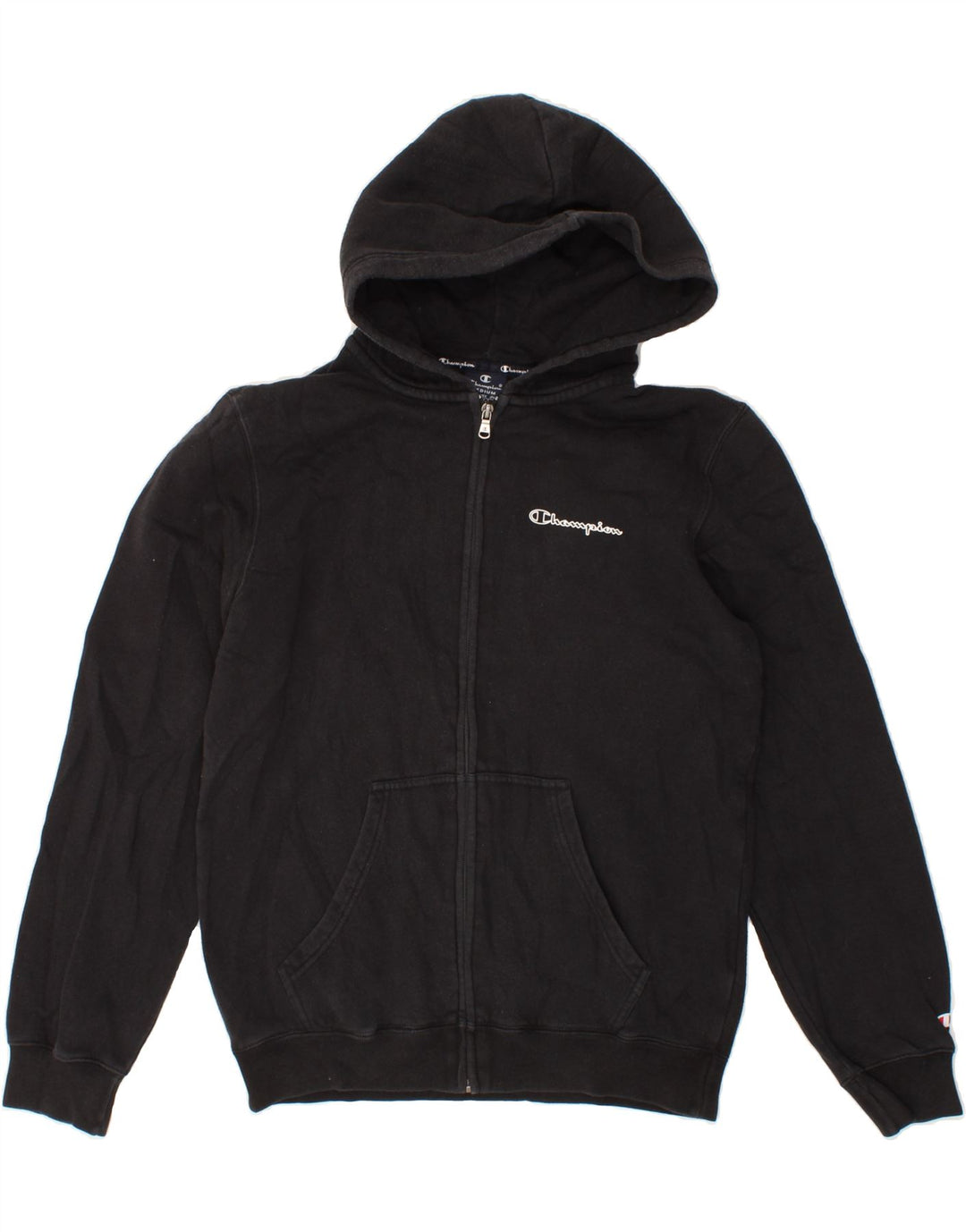 CHAMPION Womens Zip Hoodie Sweater UK 14 Medium Black Vintage Champion and Second-Hand Champion from Messina Hembry 