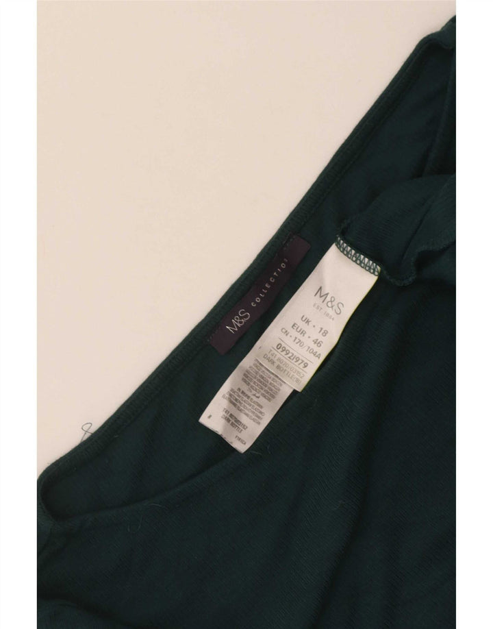 Top manica lunga da donna Marks & Spencer UK 18 XL verde acrilico