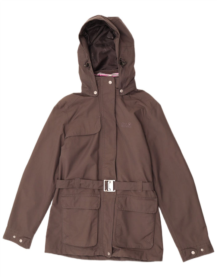 Giacca antipioggia con cappuccio da donna Jack Wolfskin UK 12/14 Poliammide grigio medio