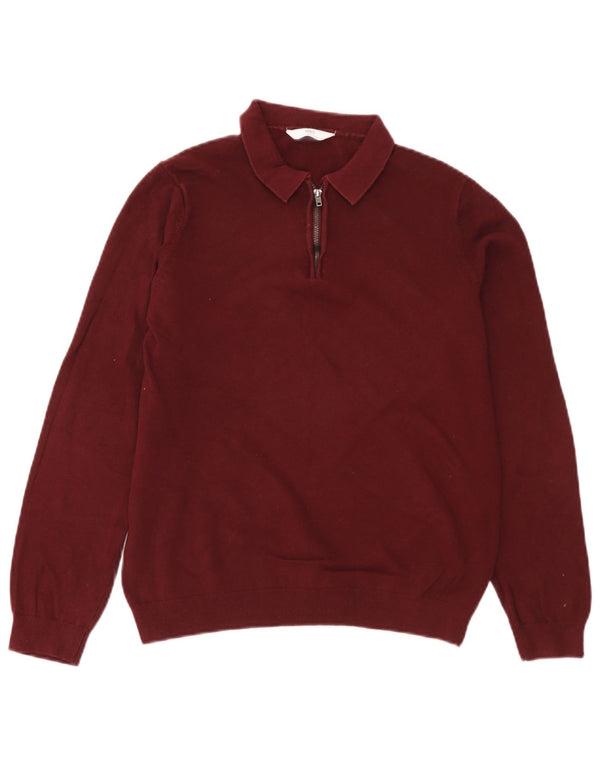 Maglione maglione collo alto Marks & Spencer da bambino 13-14 anni in cotone bordeaux