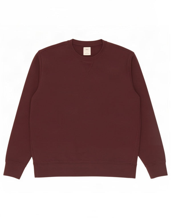 Felpa da uomo Marks & Spencer maglione grande in cotone bordeaux