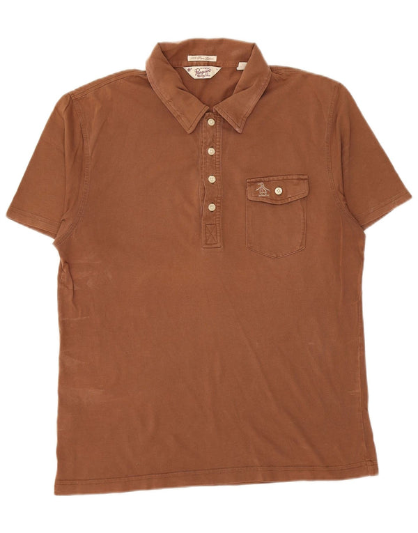 PENGUIN Polo da uomo grande in cotone marrone