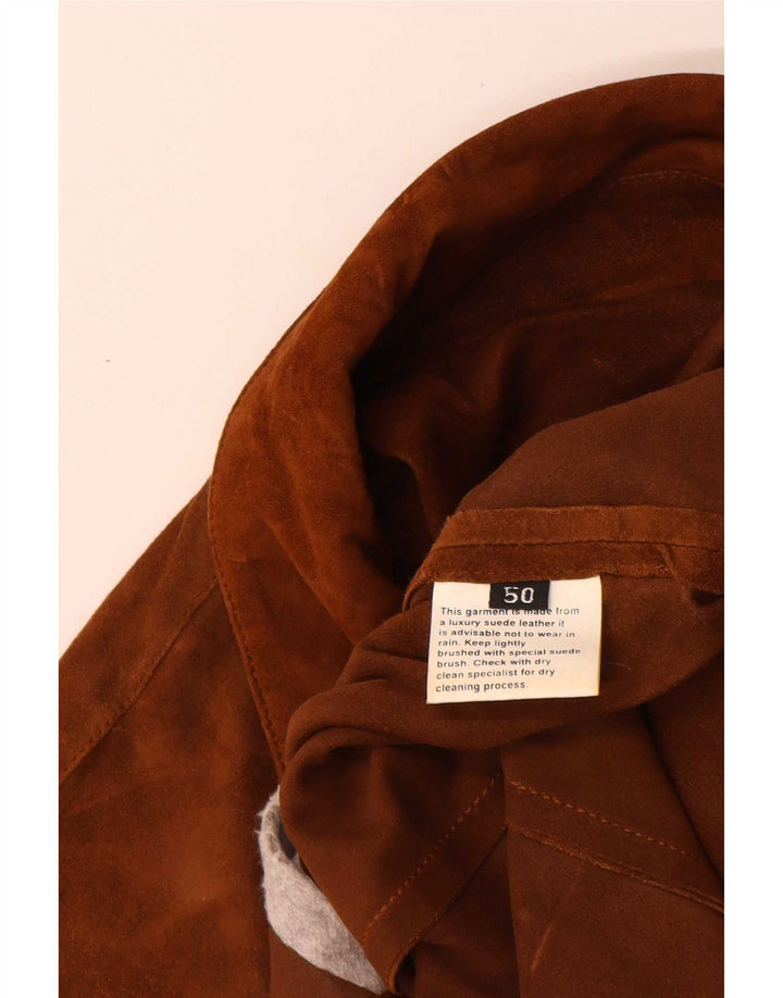 Giacca vintage in pelle scamosciata da donna IT 50 XL in pelle beige