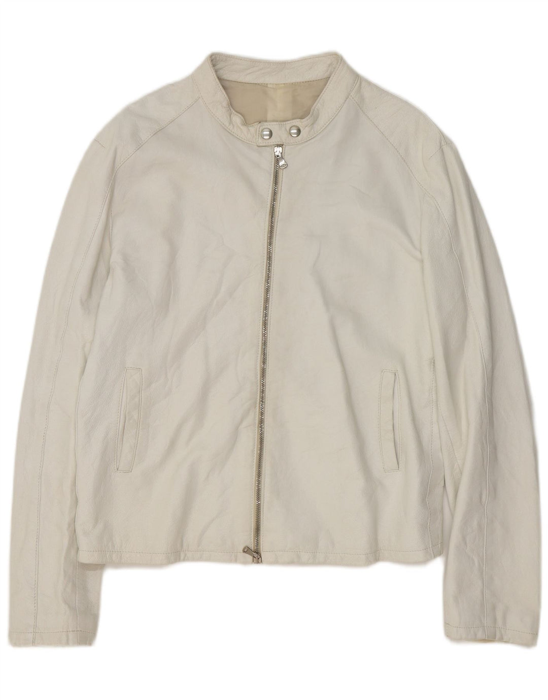 Giubbotto bomber in pelle da uomo vintage UK 40 grande bianco