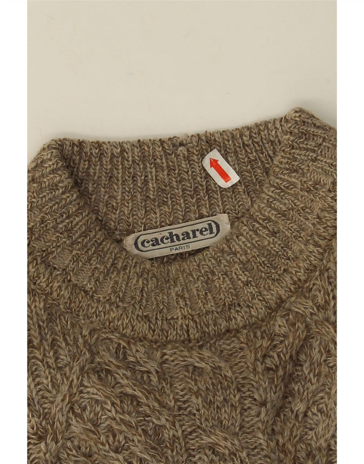 Maglione maglione girocollo da uomo Cacharel grande beige Fair Isle