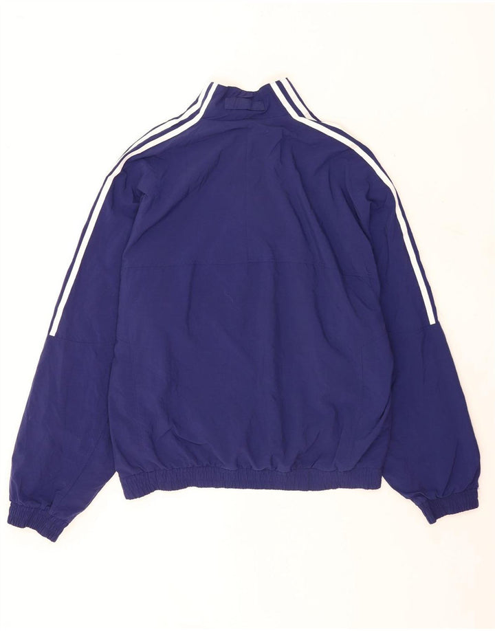 Top della tuta da ginnastica Adidas da uomo, vestibilità ampia, con zip e collo grafico, blu medio