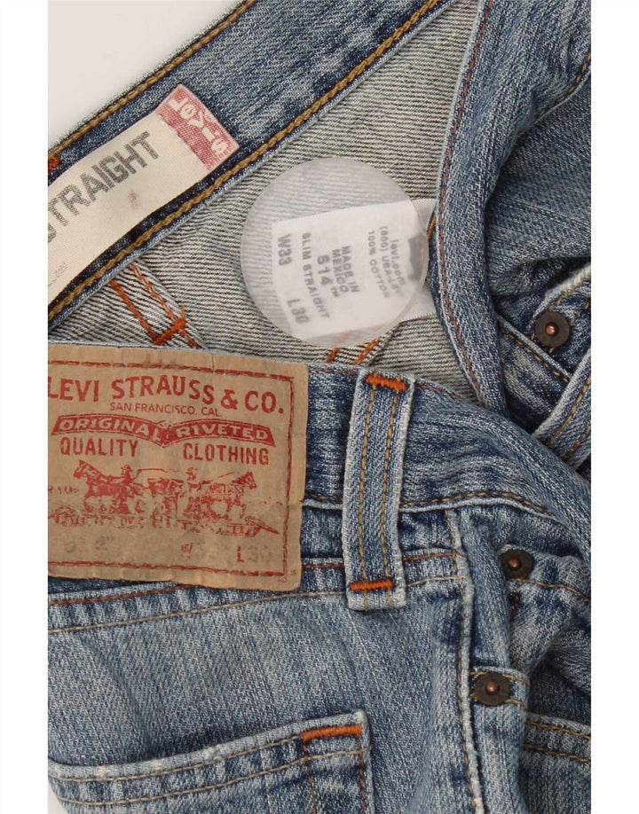 Levi's Uomo 514 Jeans dritti slim effetto consumato W33 L30 cotone blu