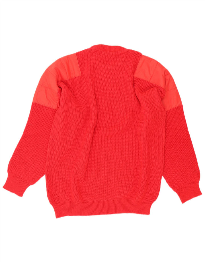 Maglione vintage da uomo girocollo in lana rossa media