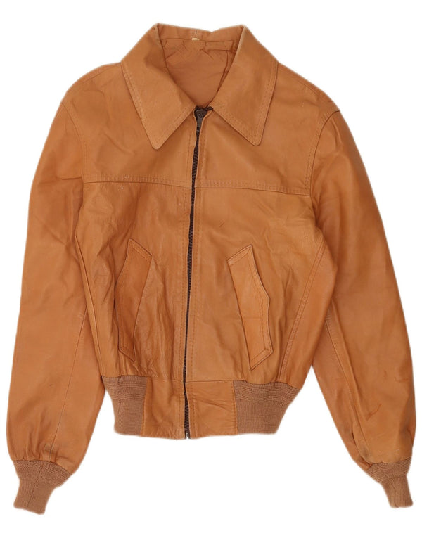 Giacca in pelle vintage da donna IT 50 XL Beige