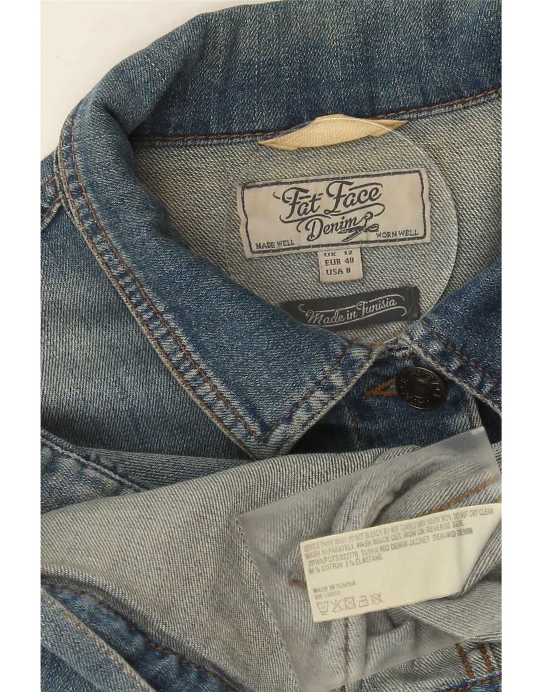 Giacca di jeans da donna Fat Face UK 12 Cotone blu medio