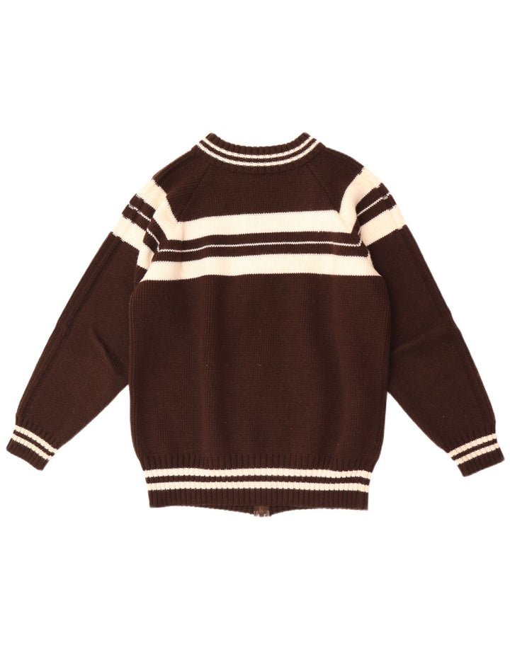 Maglione cardigan vintage da uomo piccolo a righe marroni