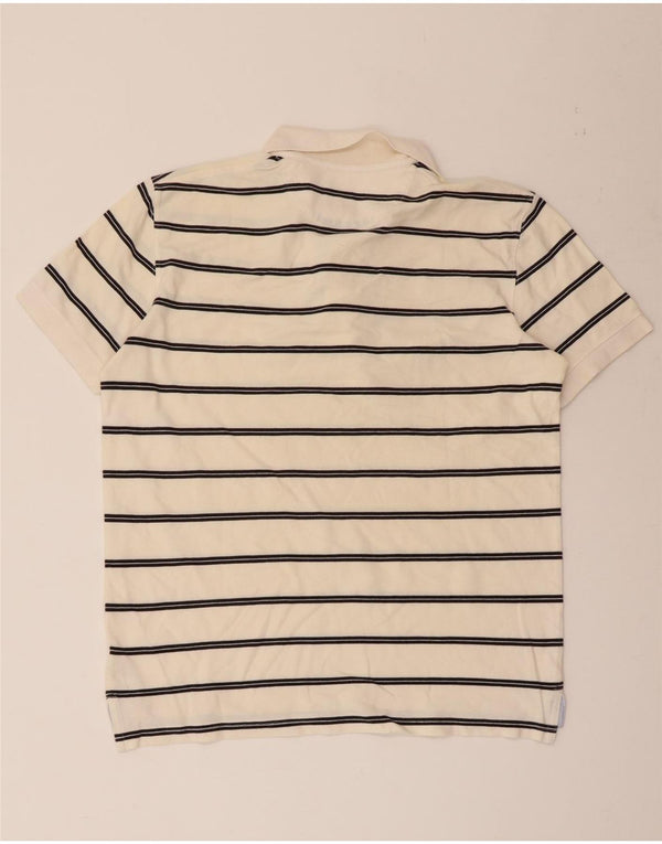 Polo da uomo Massimo Dutti in cotone a righe bianco sporco medio