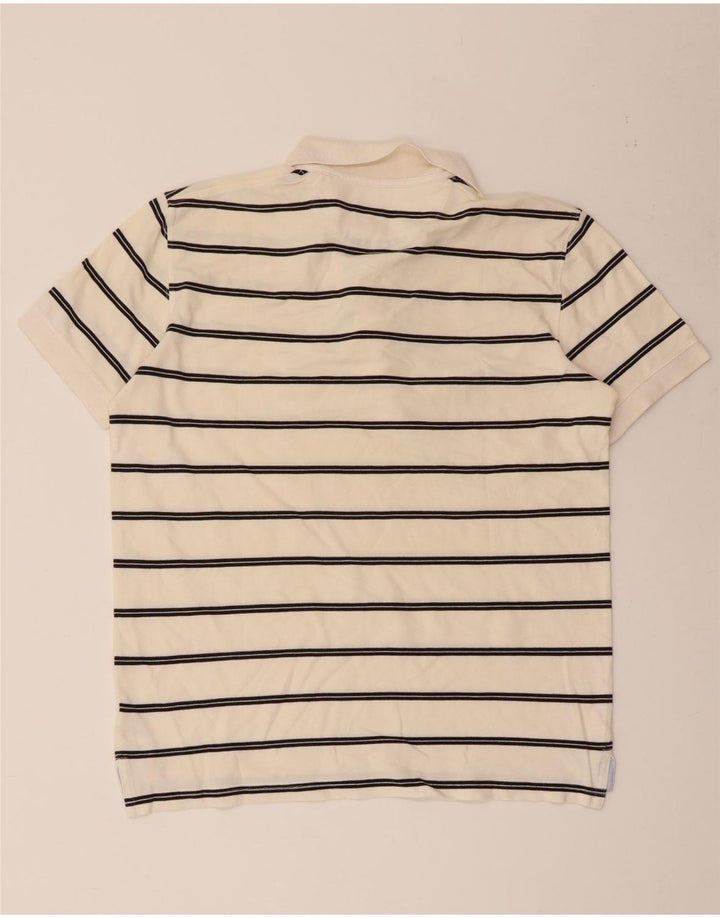 Polo da uomo Massimo Dutti in cotone a righe bianco sporco medio