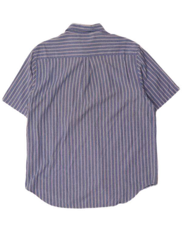 Camicia Kappa Uomo Manica Corta Large Blu Gessato in Cotone