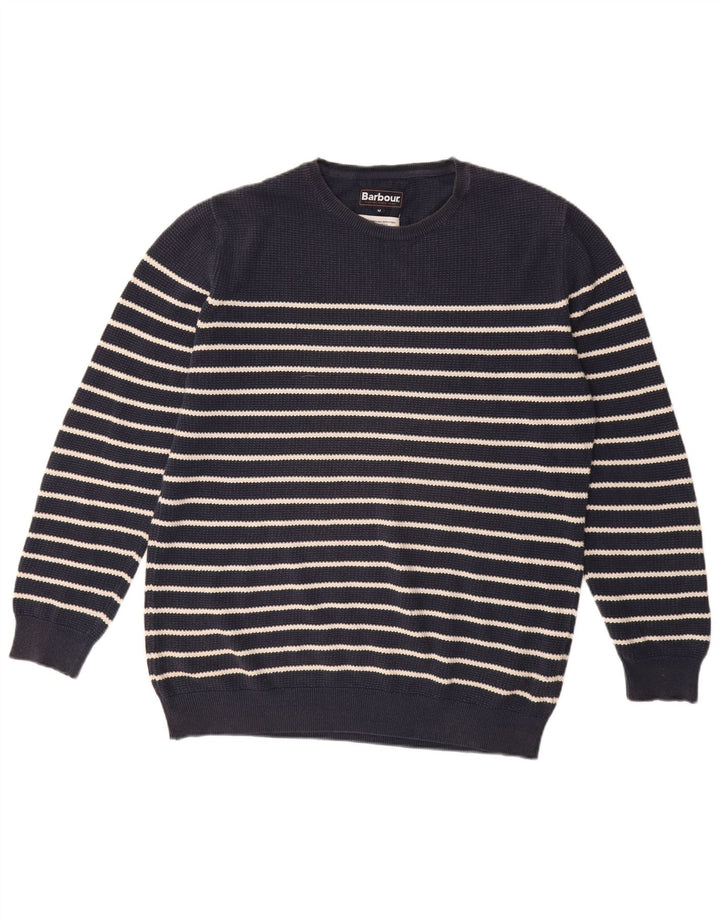 BARBOUR Maglione girocollo da uomo in cotone a righe medie blu navy