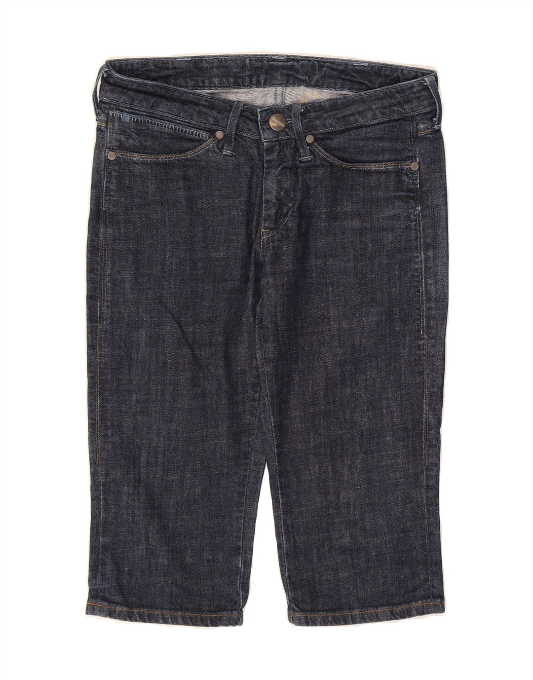WRANGLER Womens Elle Bermuda Denim Shorts W28 Medium Navy Blue Cotton Vintage Wrangler and Second-Hand Wrangler from Messina Hembry 