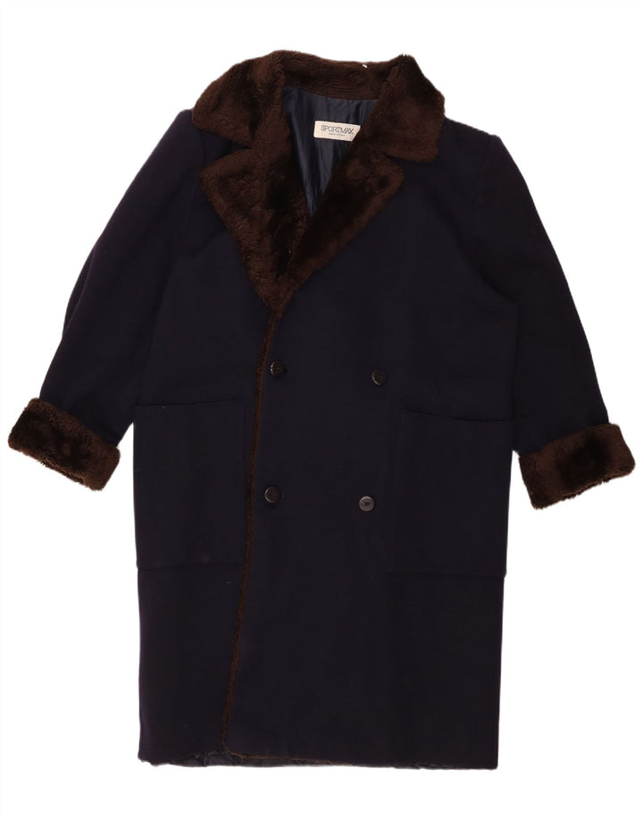 Cappotto doppiopetto da donna Sportmax UK 16 grande blu navy