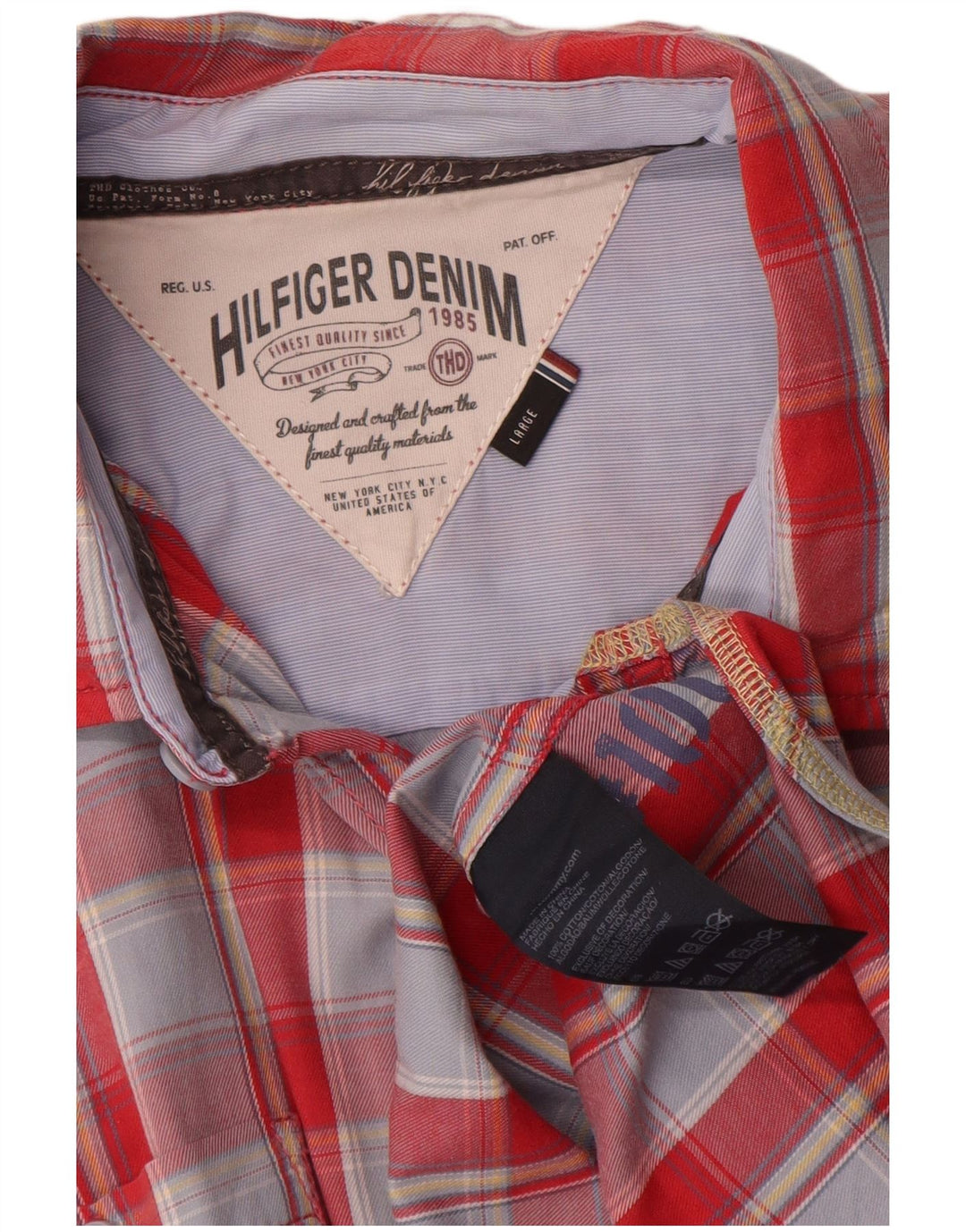 Camicia a maniche corte da uomo Tommy Hilfiger in cotone a quadri rossi grandi