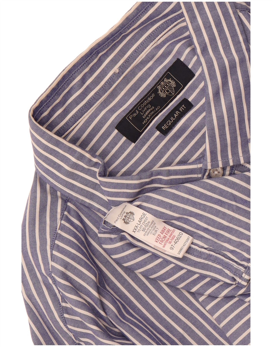 Camicia da uomo vestibilità regolare Paul Costelloe 3XL cotone gessato blu