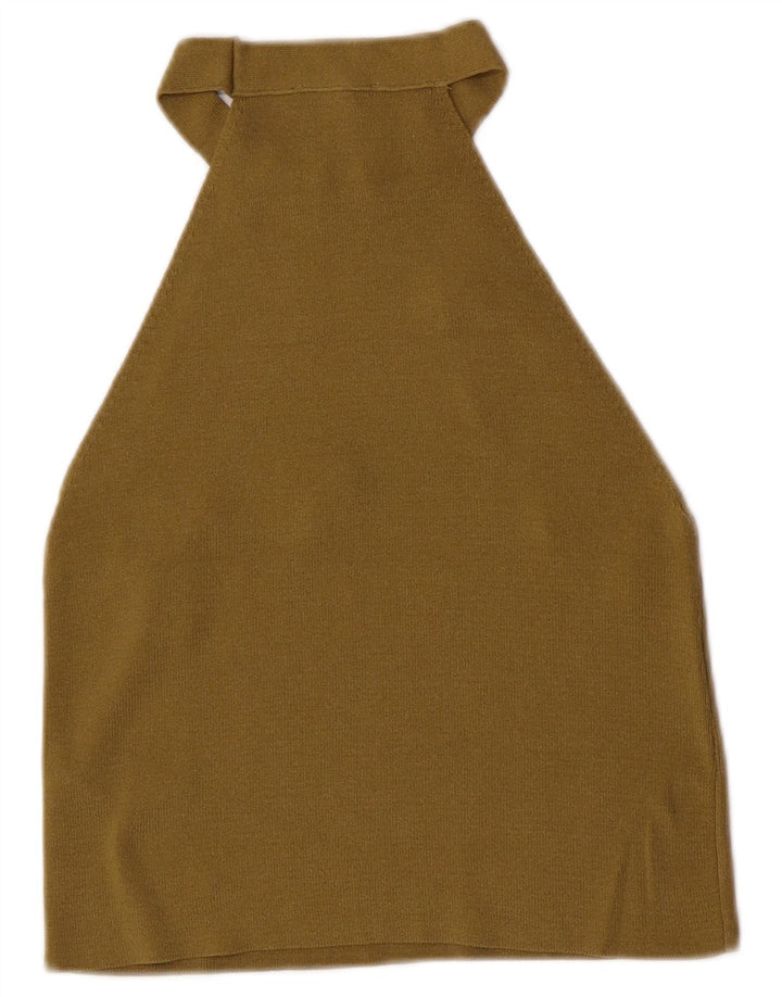 Topshop Top da donna corto alla caviglia UK 8 piccolo in viscosa kaki