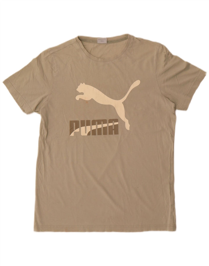 T-shirt grafica da uomo Puma Top in cotone grigio medio