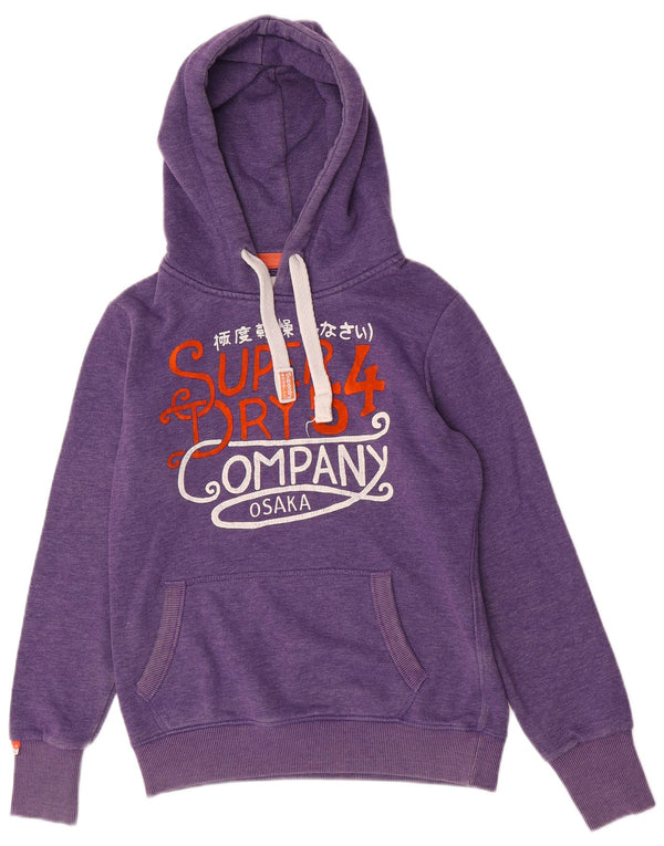 Felpa con cappuccio grafica da donna Superdry UK 14 cotone viola medio