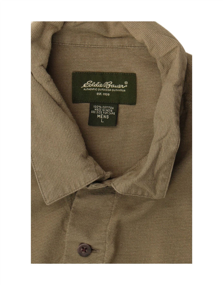 EDDIE BAUER Camicia a maniche corte da uomo grande cotone gessato kaki