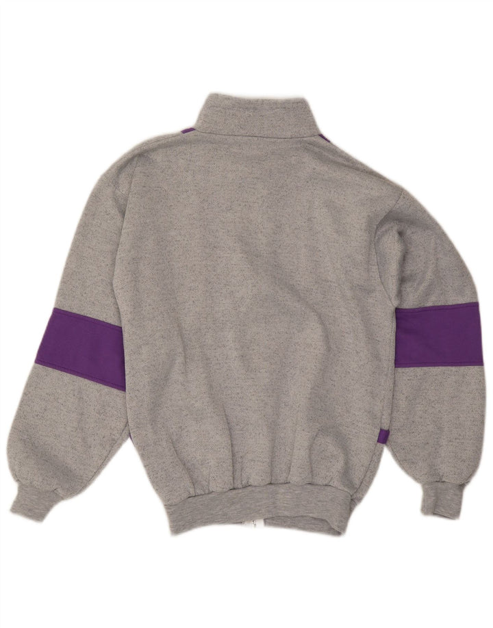 Giacca da tuta da donna vintage UK 12 Poliestere color block grigio medio