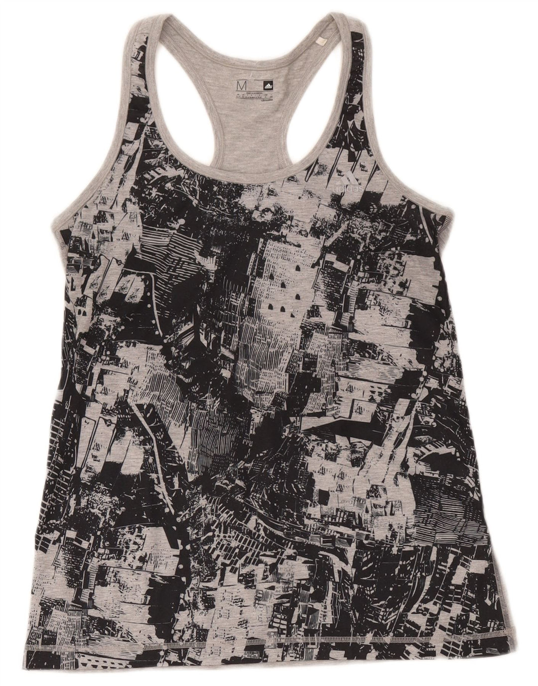 Canotta grafica Adidas Climalite da donna UK 12/14 Grigio medio geometrico