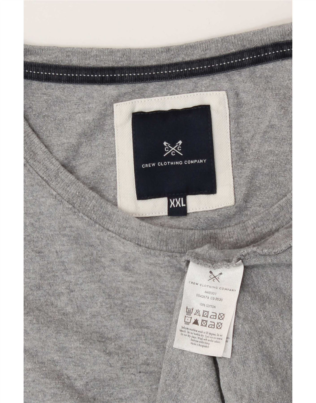 Crew Clothing T-shirt da uomo Top 2XL Cotone grigio
