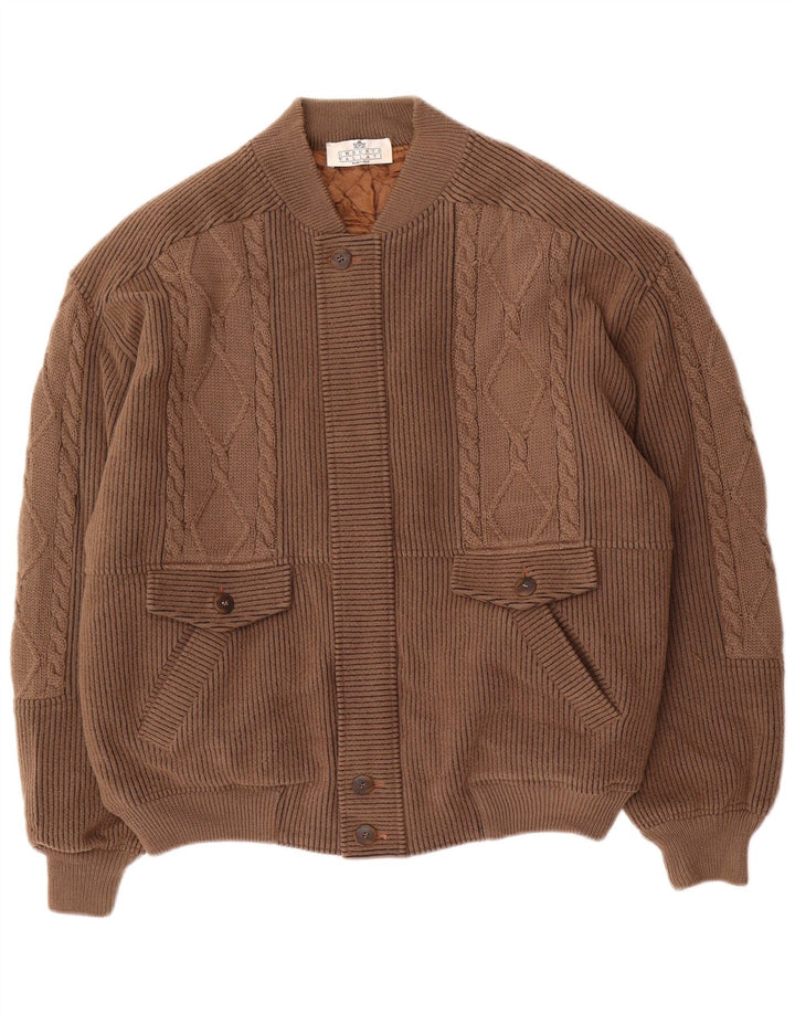 UMBERTO VALLATI Giubbotto bomber in maglia da uomo IT 52 XL Marrone geometrico
