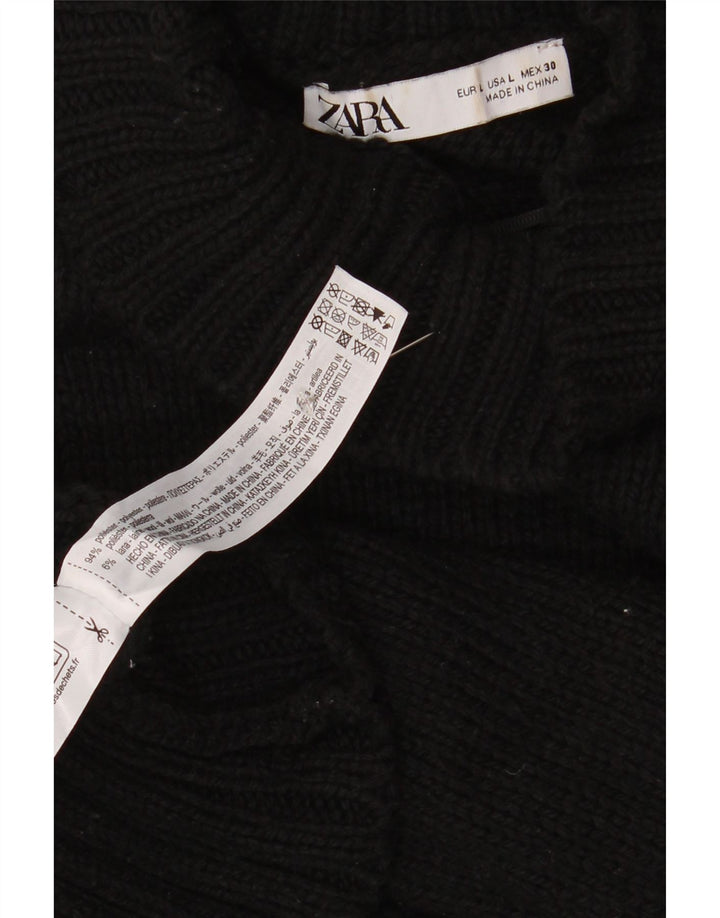 Maglione maglione oversize con collo dolcevita da donna Zara UK 16 grande nero