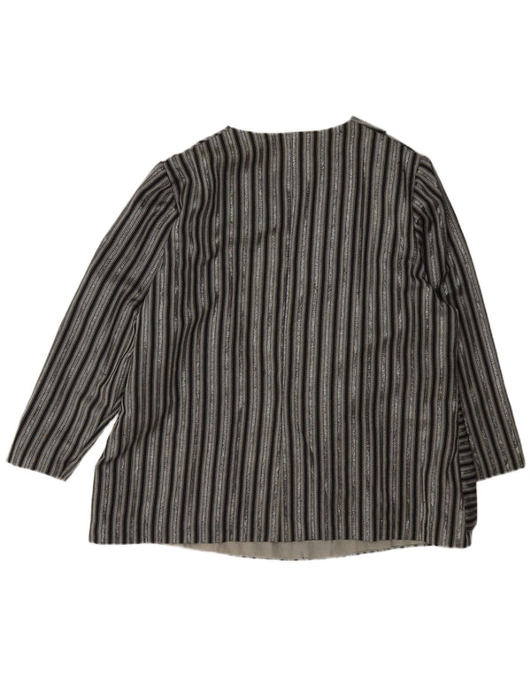 Giacca blazer vintage da donna a 1 bottone UK 14 grande a righe nere