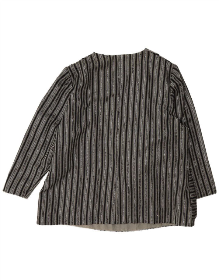 Giacca blazer vintage da donna a 1 bottone UK 14 grande a righe nere