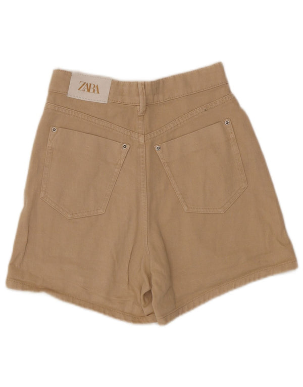 Pantaloncini casual a vita alta da donna Zara EU 34 2XS W24 Cotone beige