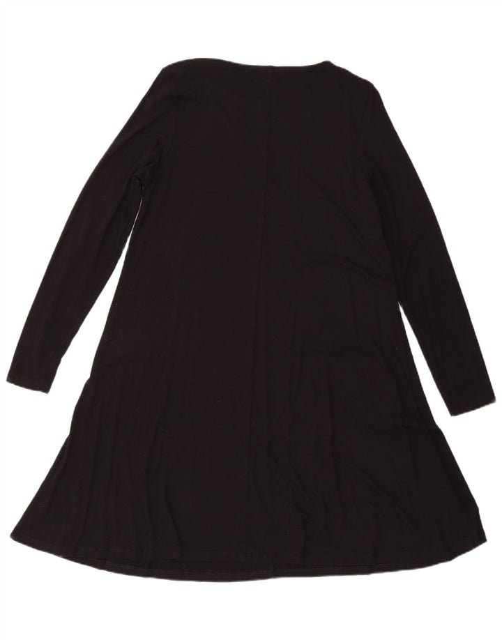 Abito a trapezio a maniche lunghe da donna Marks & Spencer UK 12 Viscosa nera media