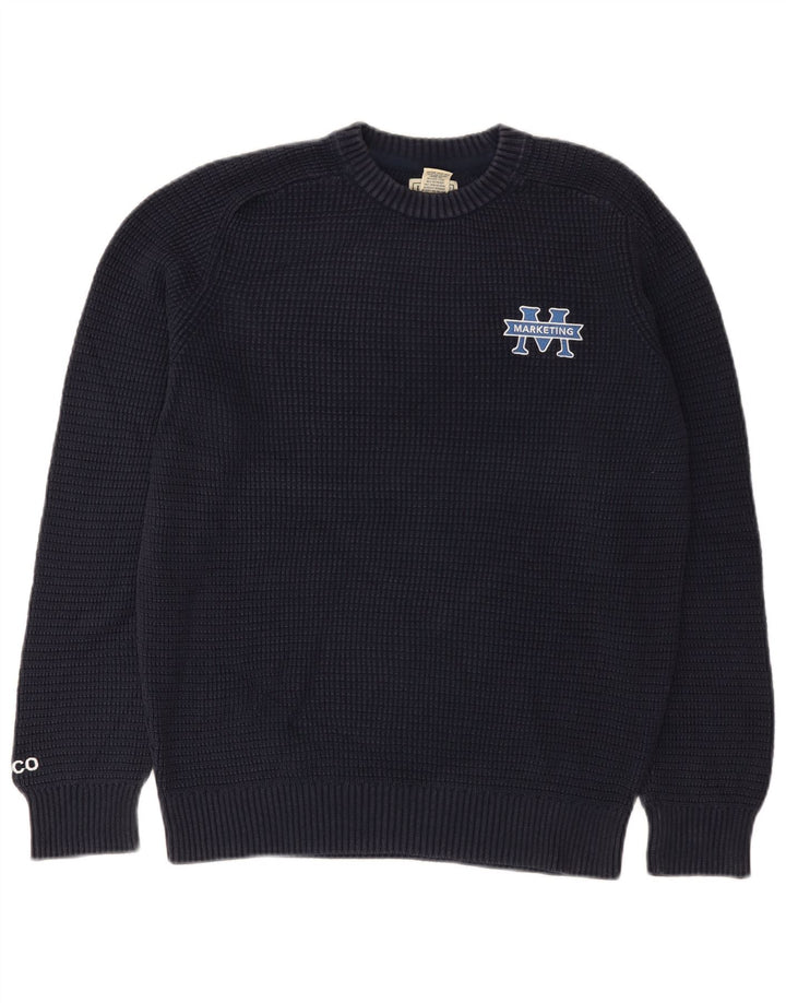 Maglione maglione girocollo da uomo L.L.Bean piccolo in cotone blu navy